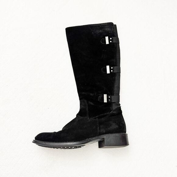 Aquatalia Unicorn Black Suede Leather Knee High Riding Boots Size 36 - Picture 4 of 6